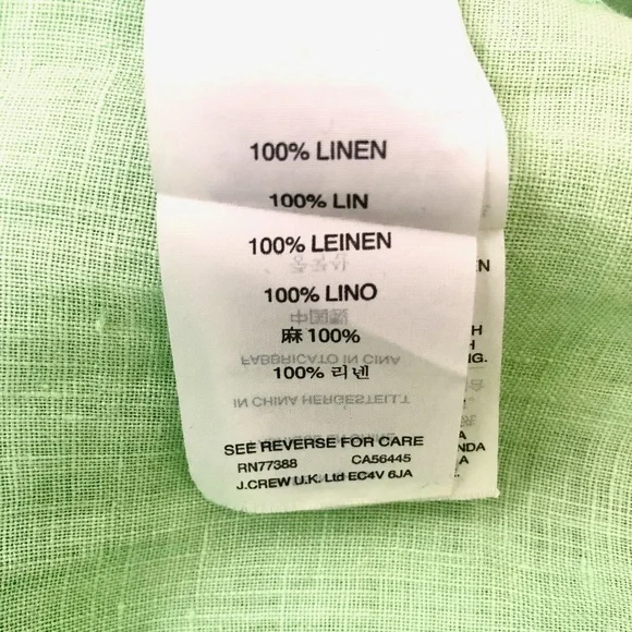 NEW! J. Crew Floral Embroidered 100% Linen Blouse Exposed Zipper Mint Green SZ 2 - Picture 8 of 8